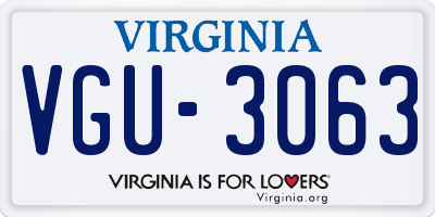 VA license plate VGU3063