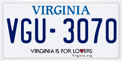 VA license plate VGU3070