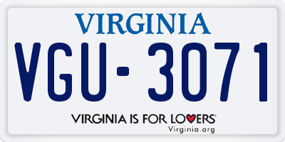 VA license plate VGU3071