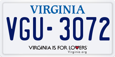 VA license plate VGU3072