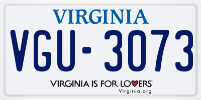 VA license plate VGU3073