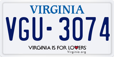 VA license plate VGU3074
