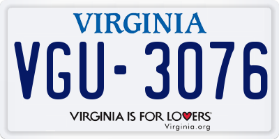 VA license plate VGU3076