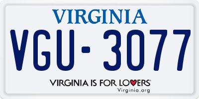 VA license plate VGU3077