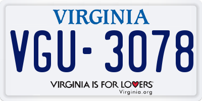 VA license plate VGU3078