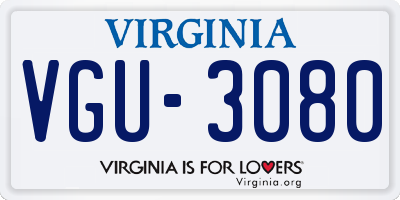 VA license plate VGU3080
