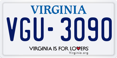 VA license plate VGU3090