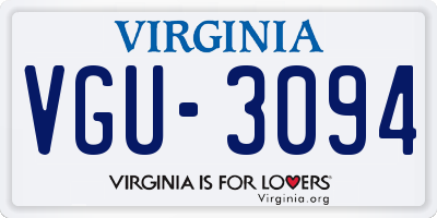 VA license plate VGU3094