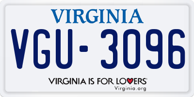VA license plate VGU3096