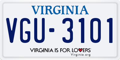 VA license plate VGU3101