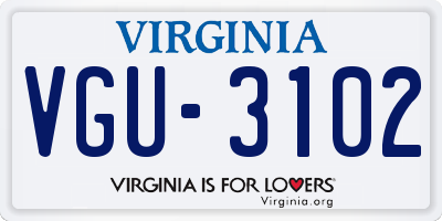 VA license plate VGU3102