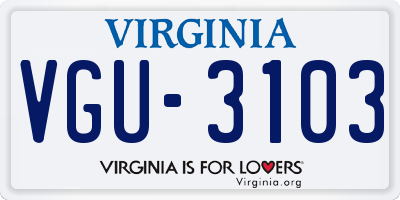 VA license plate VGU3103