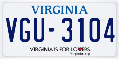 VA license plate VGU3104