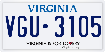 VA license plate VGU3105