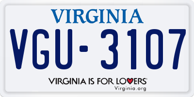 VA license plate VGU3107