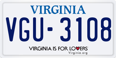 VA license plate VGU3108