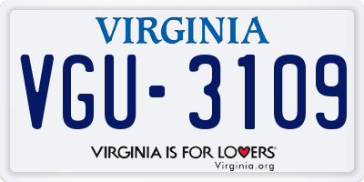 VA license plate VGU3109