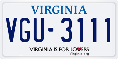 VA license plate VGU3111