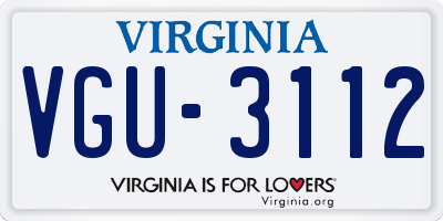 VA license plate VGU3112