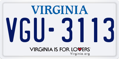 VA license plate VGU3113