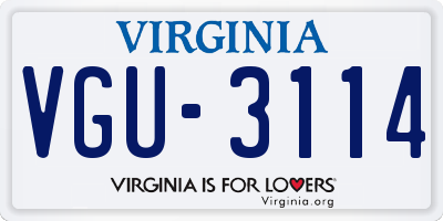 VA license plate VGU3114