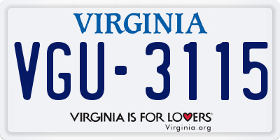 VA license plate VGU3115