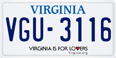 VA license plate VGU3116