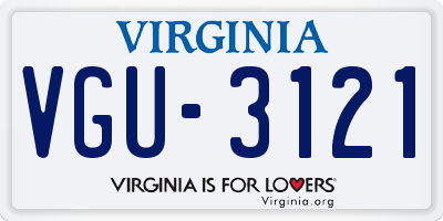 VA license plate VGU3121