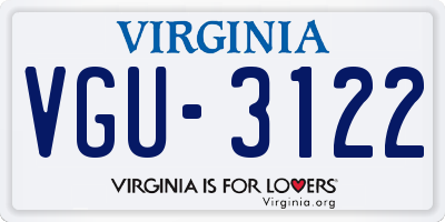 VA license plate VGU3122
