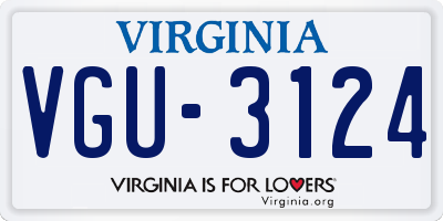 VA license plate VGU3124