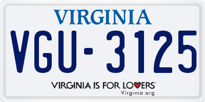 VA license plate VGU3125