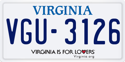 VA license plate VGU3126