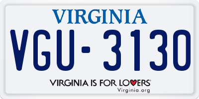 VA license plate VGU3130