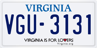 VA license plate VGU3131