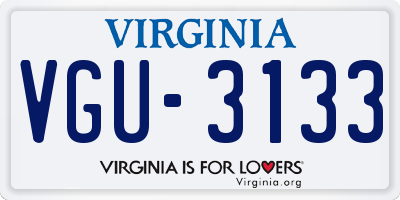 VA license plate VGU3133