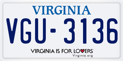 VA license plate VGU3136