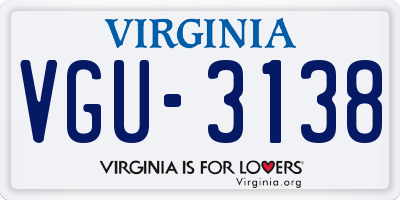 VA license plate VGU3138
