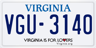 VA license plate VGU3140