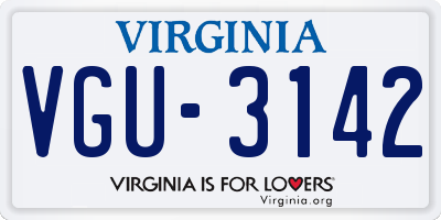 VA license plate VGU3142