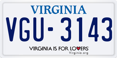 VA license plate VGU3143
