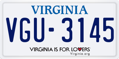 VA license plate VGU3145