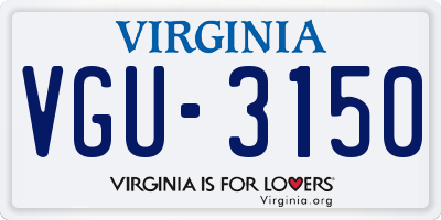 VA license plate VGU3150