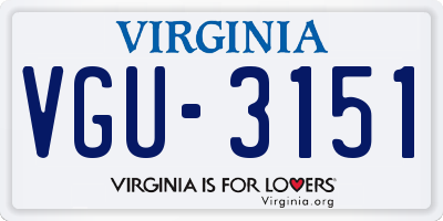 VA license plate VGU3151
