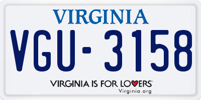 VA license plate VGU3158