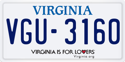 VA license plate VGU3160