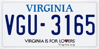 VA license plate VGU3165