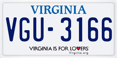 VA license plate VGU3166