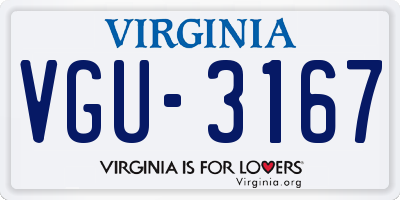 VA license plate VGU3167