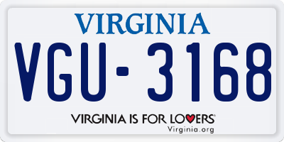 VA license plate VGU3168