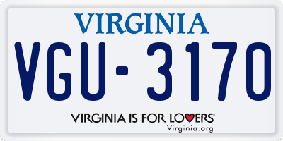 VA license plate VGU3170